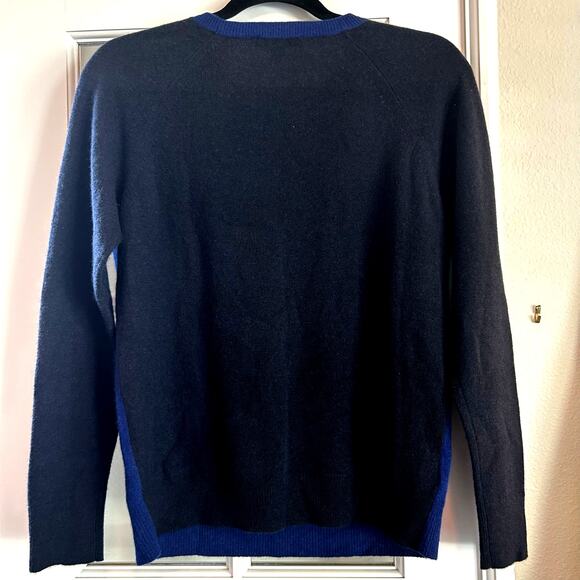 100% Cashmere Black & Blue scoop neck long sleeve sweater jumper cozycore - Picture 4 of 7